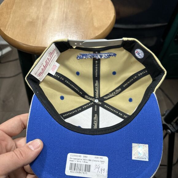 Philadelphia 76ers Mitchell & Ness Khaki Classic Canvas Snapback Hat Cap NEW - Picture 6 of 7